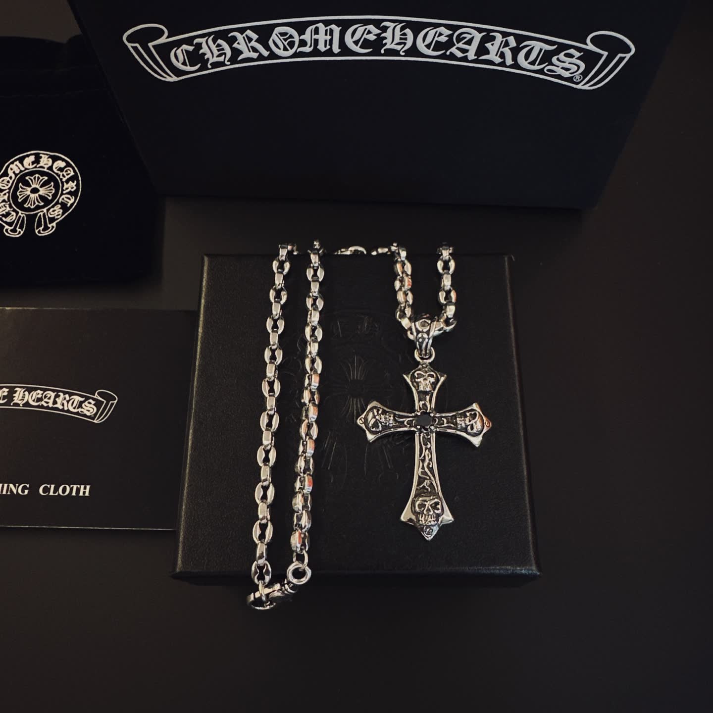 Chrome Hearts Silver Cross Pendant Necklace